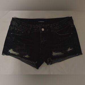Distressed Cotton Denim with Faux Leather Pocket